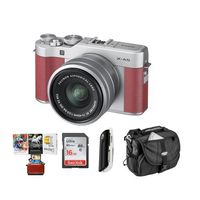 Fujifilm X-A5 24.2MP Mirrorless Digital Camera with XC 15-45mm f/3.5-5.6 OIS PZ Lens, Silver - Budle with 16GB SDHC Card, Camera Case, Card Reader, Mac Software Package
