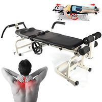 VPABES Traction Bed, Folding Massage Bed Table Cervical and Lumbar Traction Bed Body Stretching Device Back Stretch Bench (US Stock)