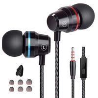 Earbuds Ear Buds Wired in Ear Headphones Stereo Earphones with Microphone Mic and Remote Control Noise Isolating Earbuds Compatible Samsung Android Smartphones Tablet Laptop 3.5mm Audio Black