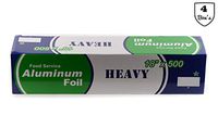 EcoQuality [4 Pack] Food Service Heavy Duty Aluminum Foil Roll (18 x 500) with Sturdy Corrugated Cutter Box - Great for Grill Use, Kitchen Wrap, Foil Wrap, Cooking, Cleaning (18 inch x 500 Feet)