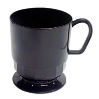 Party Essentials Elegance Hard Plastic Coffee Cup w/Handle, 8-Ounce Capacity, Black, Tea Mug, Disposable (Case of 120)