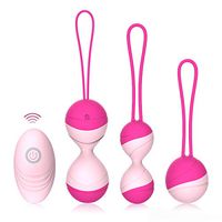 Seamless Waterproof Design Massager Ball with 10 Powerful Silent Vibration Mode,Wireless Remote Control,USB Rechargeable,Perfect Match Kegel Ball for Treating Muscle Pain and Sport Recovery.(Pink)