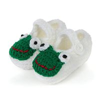 AStorePlus Gracious Baby Newborn Prewalker Shoes Handmade Knitted Crochet Socks Slippers-White Frog