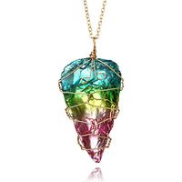 Wire Wrapped Irregular Colorful Natural Minerals Stone Pendant Necklace NL120 Prom Woman Pretty Beautiful Cute Simple Cheap Jewerly Aesthetic Womens Beads