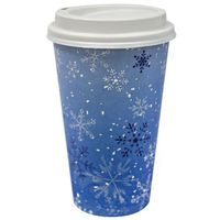 Nicole Home Collection 16 Count Hot/Cold Cup with Lid, 16-Ounce, Snowflake Pattern