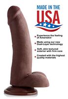 Usa Cocks Ultra Real Dual Layer Suction Cup Dildo, Dark Skin Tone, 8 Inch