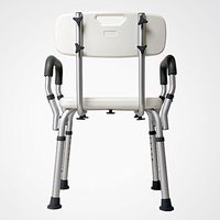 Bath Stools Elderly Bath Chair with Armrests with Backrest Adjustable Height Non-Slip Aluminum