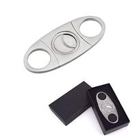 LYFUN Stainless Steel Cigar Cutter-Guillotine Double Blade for a Precise Perfect Cut-Cigar Punch with Gift Box(Hole Diameter 0.9'')