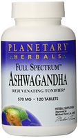 Planetary Herbals Full Spectrum Ashwagandha (Winter Cherry) 570 mg Tablets' 120 Tablets (Pack of 2)