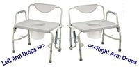 Bariatric 1,000 Lbs Capacity Heavy Duty Bedside Commode W/ Padded Drop Arms & Backrest, Extra Wide Seat. Easy Safe Transfer From Bed Or Wheelchair To Portable Commode. Large Removable Commode Bucket.