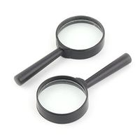 uxcell Plastic Handle Jewelry Map 5X Magnifying Glass 40mm Diameter Lens 2pcs Black
