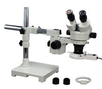 OMAX 3.5X-45X Zoom Binocular Single-Bar Boom Stand Stereo Microscope with Fluorescent Ring Light