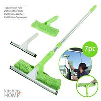 Super Squeegee Window Washer – The Original 3 in 1 Professional Window Squeegee Set - 2 Window Squeegees with Microfiber Scrubbers and Extension Pole – for Windows, Glass, and Auto