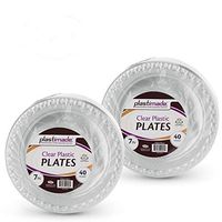 [80 Count] Plastimade 7 Inch Appetizer Plates Clear Disposable Heavy Duty Plastic, Ideal For Wedding, Catering, Parties, Buffets, Events, Or Everyday Use, 2 Packs