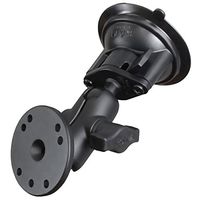 RAM MOUNTS (RAM-B-166-A-202U Twist Lock Suction Cup with Short Double Socket Arm and Round Base Adapter That Contains The Amps Hole Pattern ; Overall Length: 5.44"