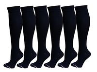 6 Pairs Pack Women Dr Motion Graduated Compression Knee High Socks (Black)