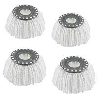 4 Premium Replacement Mop Heads Refills for Universal 360° Spin Magic Mop, Hurricane Compatible Standard Replacement Round Spin Mop Heads Microfiber （White）