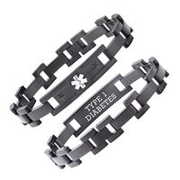 linnalove The Solemn Star Black Medical Alert id Bracelets Type 1 Diabetesfor Men and Women(85)