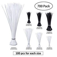 700-Pack Wire Ties in Black&White - 4+6+8+14.6 Inch Self-Locking Nylon Heavy Duty Zip Ties - for Home/Office/Garage/Workshop