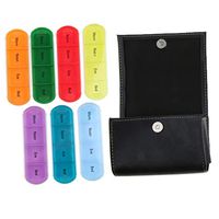 7 Day Travel Pill Case Wallet Organizer, Black PU Pouch with 7 Storage Separate Box (4 Time Per Day Design)