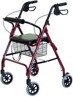 Walkabout Lite Four-Wheel Rollator: 14.5 lb rollator; removable wire storage basket; loop locking brak