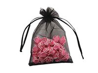 8 x 12 Inch 100 Drawstring Bags Gold Silver Fabric Jewelry Gift Pouch Candy Pouch Wedding Favors (Black)
