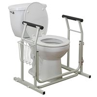 Toilet Safety Frames & Rails with Adjustable Height Bathroom Potty Safety Assist Frame w/Grab Bars & Stable Support Railings for Elderly, Senior, Handicap & Disabled