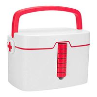 Emergency Medicine Box Storage - Portable First aid Kits Organizer Empty Pill Case Medical Suppliers Collection Container with Lock for Home Use Household Healthcare 14.2” L× 13.4”W × 9.1H” (Red)