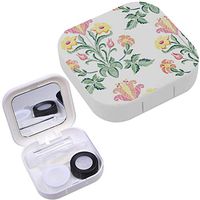Portable Contact Lens Case Box Travel Kit Mirror + Bottle + Tweezers Container Holder [ Floral Fantasy ]