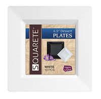 Squarete 6.5'' inch White Dessert Plates Party plates Hard Plastic Elegant Disposable 10 Dessert Plates Per Package Pack of 2