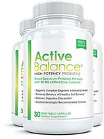 Active Balance: Maximum Strength Acidophilus Probiotics with Prebiotics | Digestive Enzymes with 50 Billion CFUs, Shelf Stable, Acid & Bile Resistant for Optimal Gut Health, 3 Bottles, 30 Caps Each