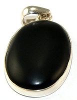Sterling Silver Unpolished Onyx Pendant Jewellery PEND470