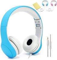 Kids Headphones, Abonda Max 93dB Foldable On-Ear Headphones with Mic, Volume Limited Wired Earbuds Headphones for Kids,Passive Noise Reduction,Boy，Blue