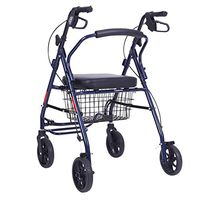 MYJZY Walkers for Seniors, Rollator Walker with Seat and Wheels,Portable Medical Mobility Walking Aids,Collapsible Elderly Walking Frame with Storage Basket,Blue