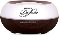 Ultrasonic Essential Oil Diffuser 300 ml - Cool Mist Air Humidifier – Water-Less Shutoff - 7 Changing Colors - for Aromatherapy and Skin Benefits - Dark Wood