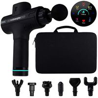 Handheld Deep Tissue Percussion Massage Gun for Muscle Relaxation & Pain Relief - Ultra Quiet with Long Battery Life & 7 Percussive Massage Heads - Measures Body Temp & Heart Rate - 9 Speed Vibration