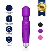 PERIKES Personal Mini Wand Massager with 20 Magic Vibration Wireless USB Rechargeable Handheld Waterproof Mute Shoulder Neck Back Body Massager Deep Stress Relax Gift for Women/Men (Purple)