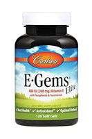 Carlson - E-Gems Elite, 400 IU (268 mg) Vitamin E with Tocopherols & Tocotrienols, Heart Health & Optimal Wellness, Antioxidant, 120 Soft Gels