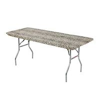 Kwik-Covers 6' Rectangle Plastic Table Covers 30" x 72", Bundle of 5 (Leopard)