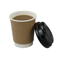 HOMMP 8 Oz Disposable Hot Coffee Paper Cups with Lids, 100 Counts/Box, F