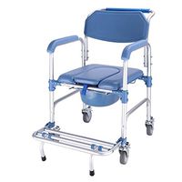 LAZ Bedside Commodes Shower Chair with Wheels, Lightweight Transport Commode Chair and Padded Toilet Seat Transport Chair Wheelchair Bath Toilet