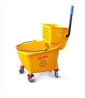 Foodservice Essentials MBK-9 9-Gallon Wringer Mop Bucket with Casters, Yellow