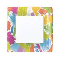 Caspari Brushstroke Square Paper Salad & Dessert Plates - Pack of 8