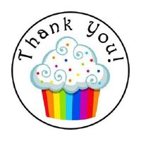 HotSaleStore Sticker Seals 48 Thank You Cupcake #6 Envelope Seals Labels Stickers 1.2" Round