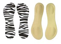Happystep 3/4 Length Thin Shoes Insoles for High-Heels and Sandals, Cushion for Heel and Ball of Foot, 1 Pair Beige and 1 Pair Zebra (Women Size 5-7)