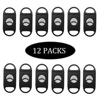 Cigar Cutter Black Plastic Guillotine Stainless Steel Double Blade Cigar Knife Scissors (12 Packs)