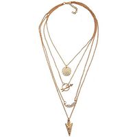 Heart Collar Pendant 3 Layer Wedding Chain Arrow Angel Wings Jewelry Necklace Pretty Stylish For gift Elegant Women Aesthetic Fashionable Beads Comfortable