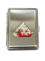 SS Georgie Boat Scary Clown Horror Movie - Metal Kings Size Cigarette Case Holder Brushed Chrome Slim 16 Cigs Design Spring - Birthday, Bachelor, Party, Weddings, Gift