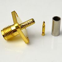 RP SMA Female Jack 4 Hole Flange Crimp for RG174 RG316 RF Coax Connector Adapter