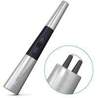 USB Lighter Rechargeable Electronic Arc Candle Lighter Klearlook Flameless Metal Lighter Windproof Splashproof Plasma Beam Lighter with LED Battery Display Safety Switch for Candle Gas Stove BBQ